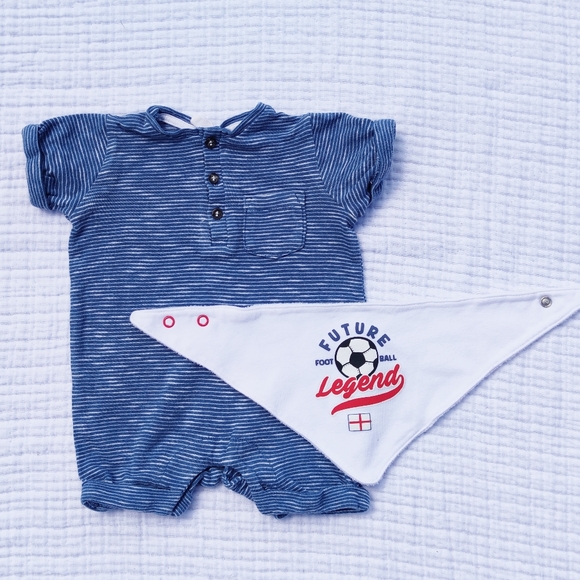 NEWBORN BOY Cute Soccer Set Blue Organic Cotton - Picture 3 of 3